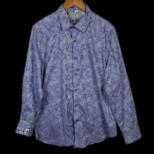 NWOT Robert Graham Men LongSleeve ButtonUp Shirt Sz L Art Flip Cuff Party Preppy